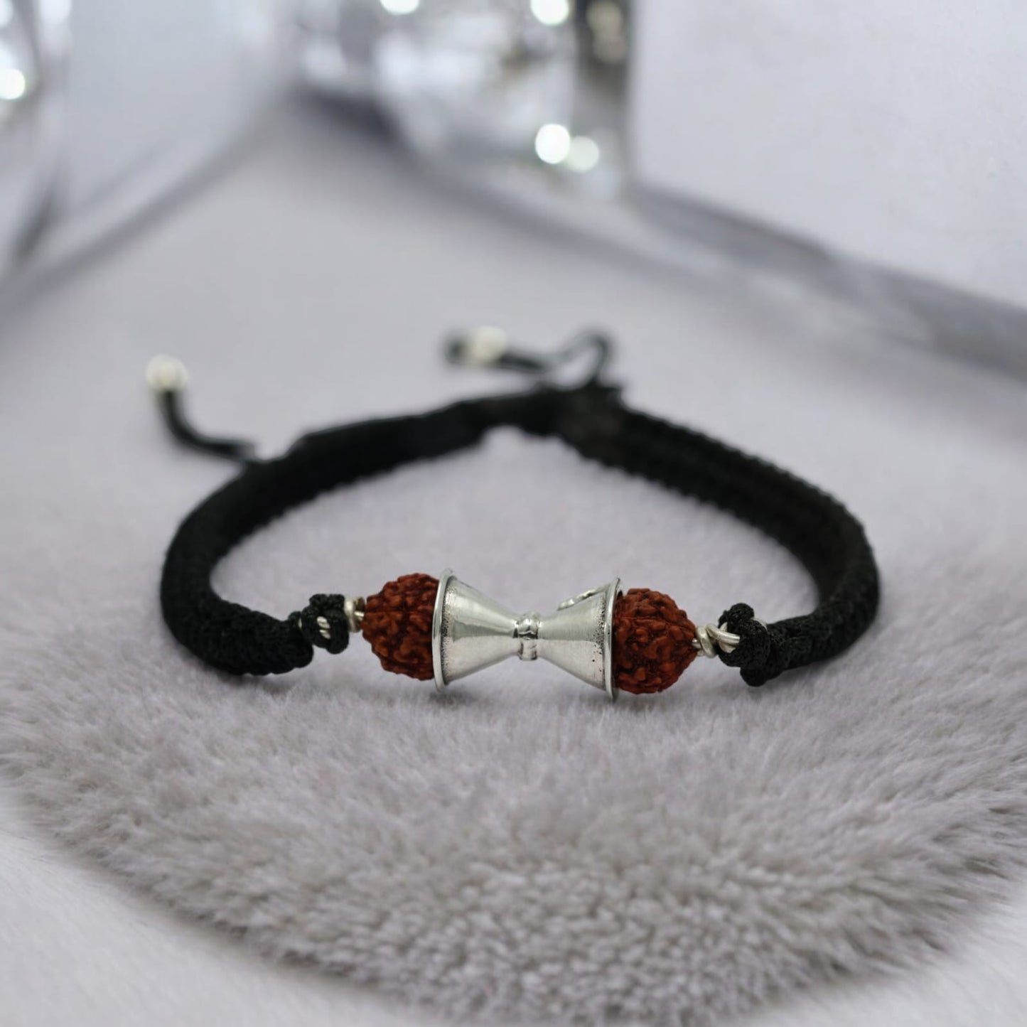 Rudraksh Damru Nazarbattu Bracelet( Black/Red)