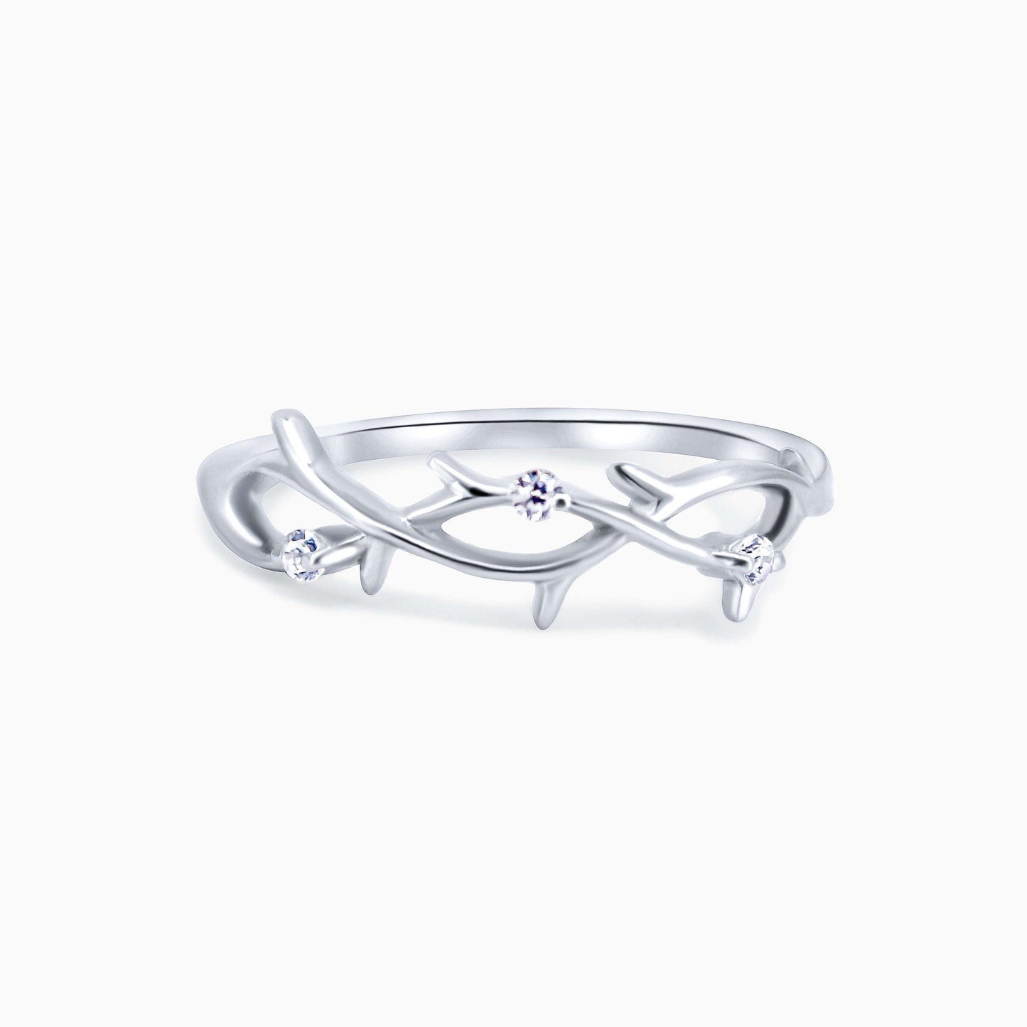 Braided Silver Twig Ring