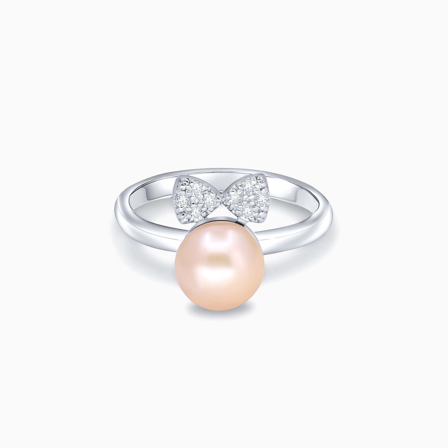 Peach Pearl Bow Ring