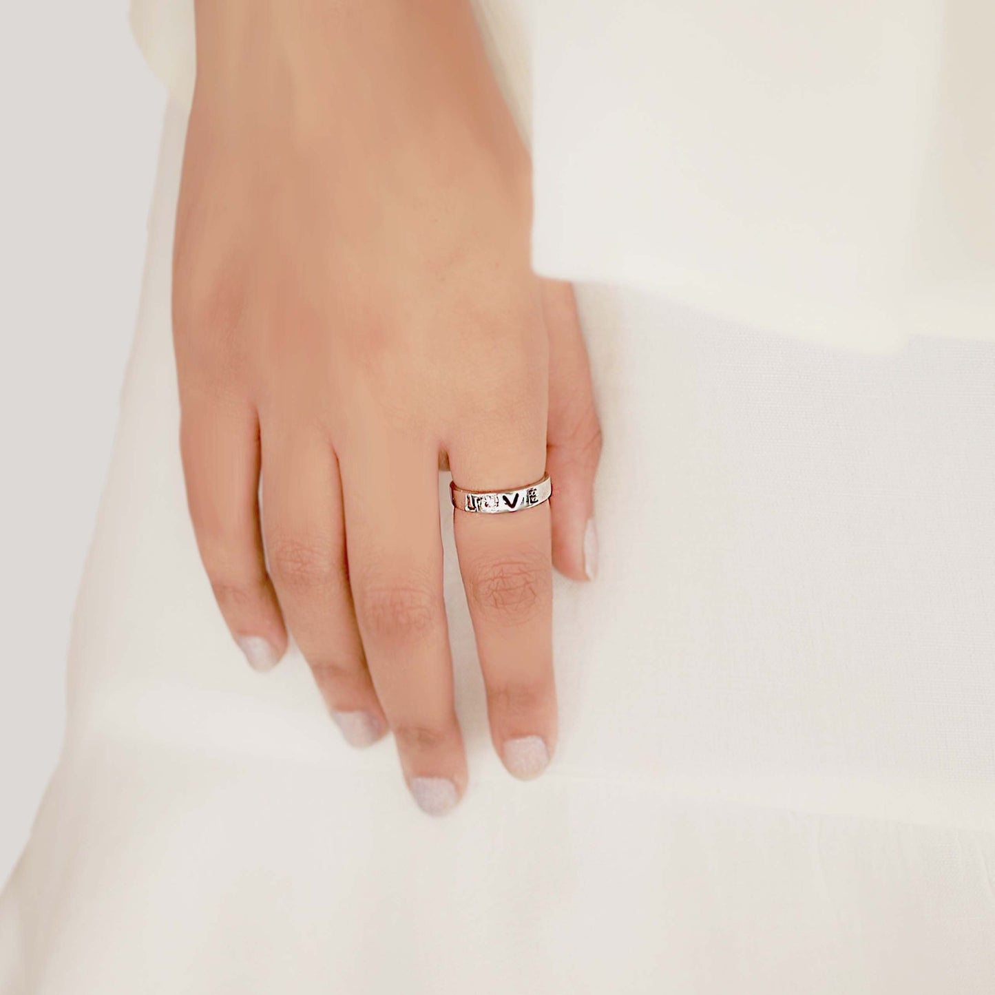 Love Silver Band Ring