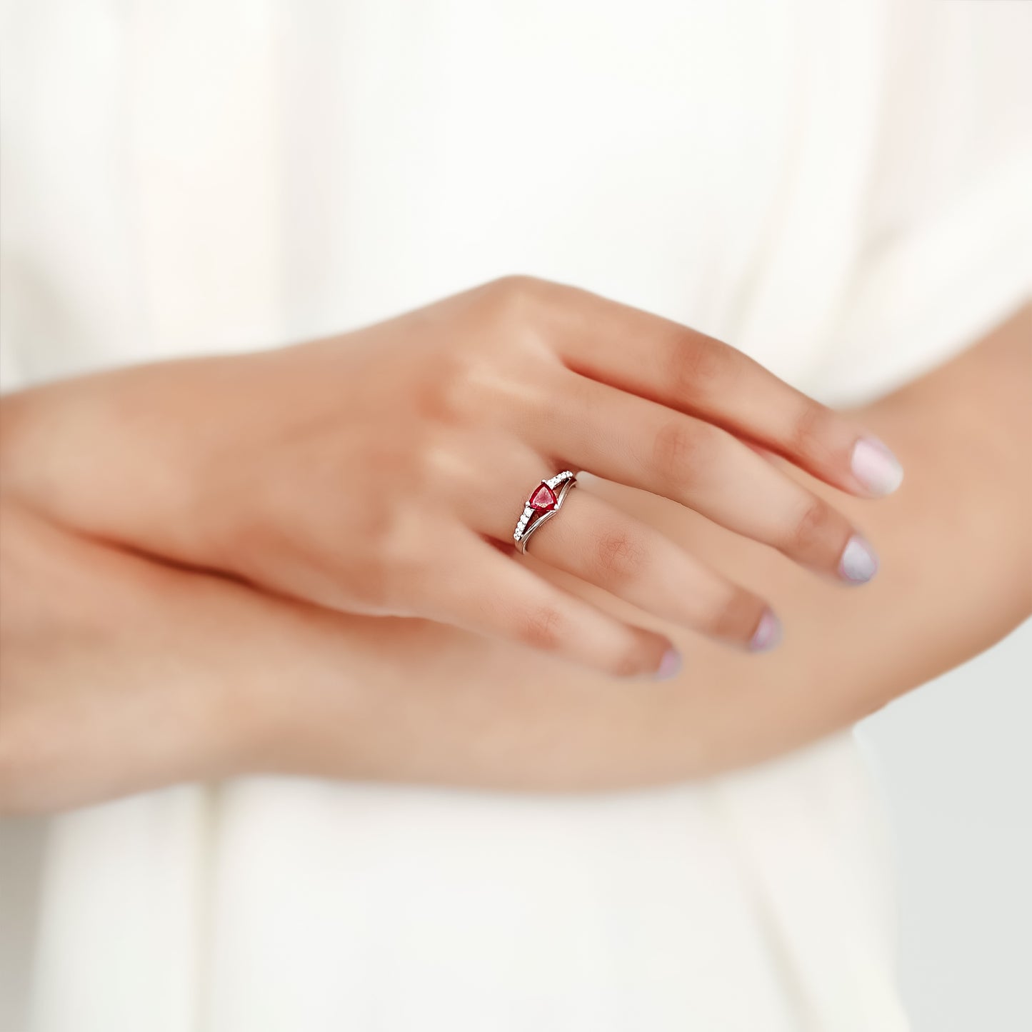 Red Garnet Heart Ring