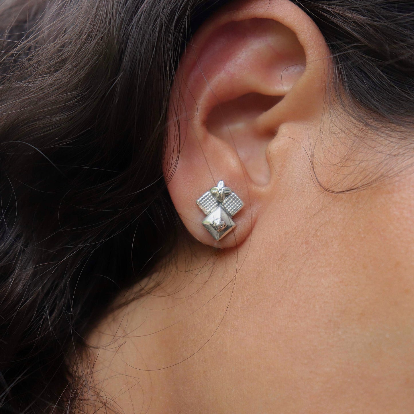 Tri Square Stud Earrings