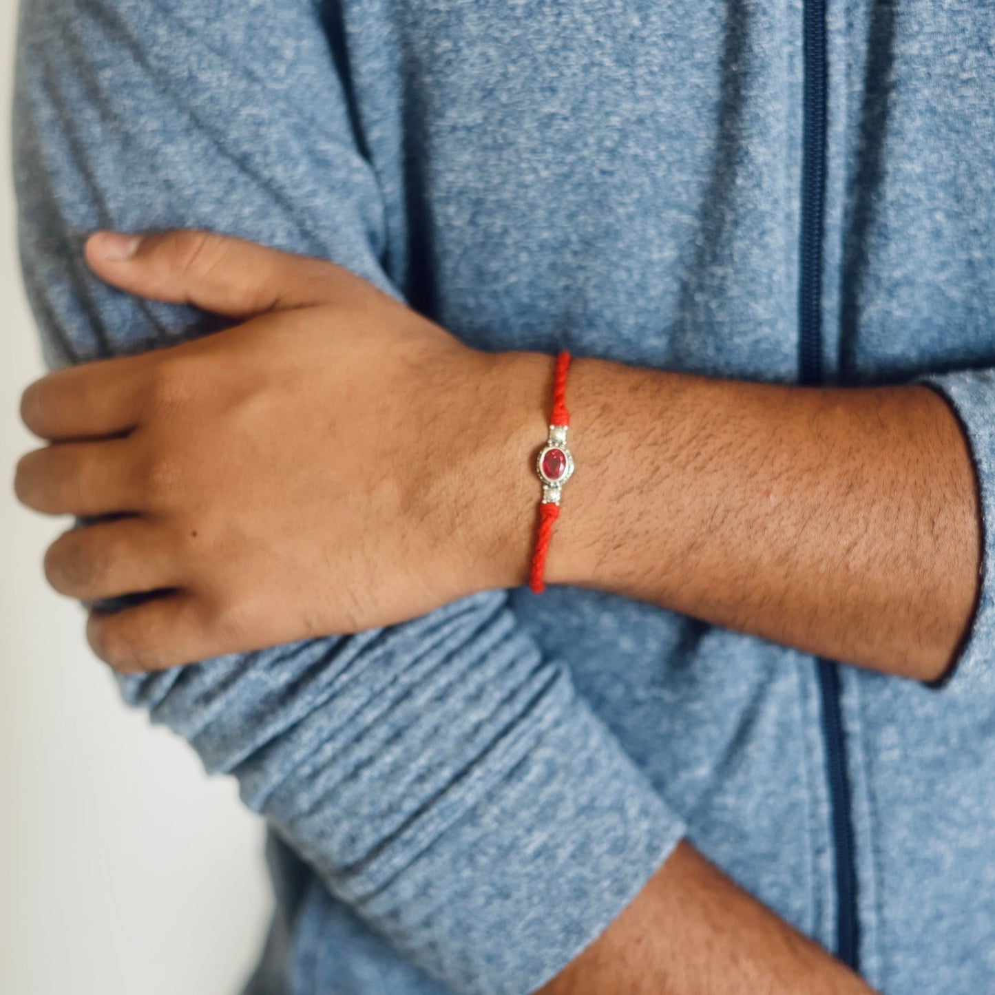 Cancer Silver Rakhi (June 21 - July 22)-Ruby