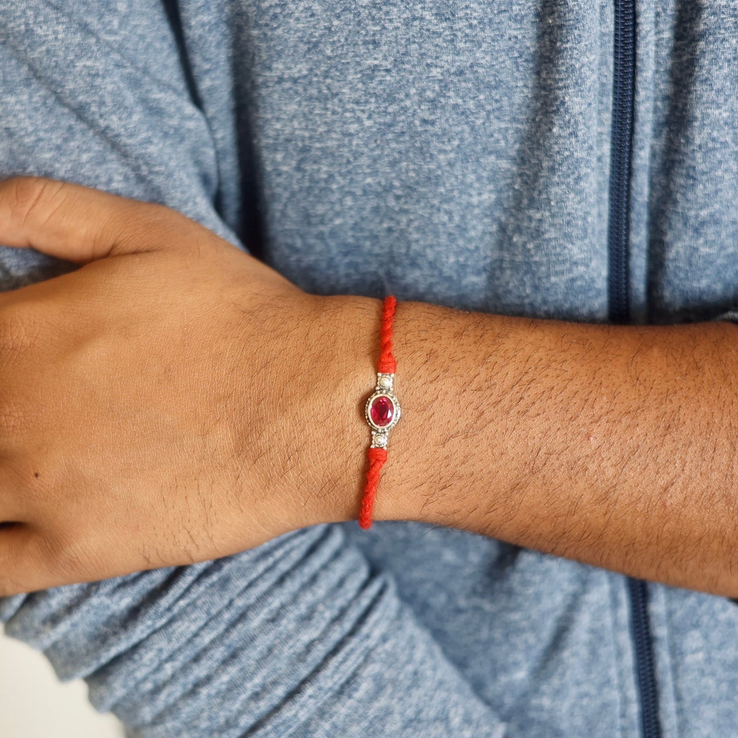 Cancer Silver Rakhi (June 21 - July 22)-Ruby