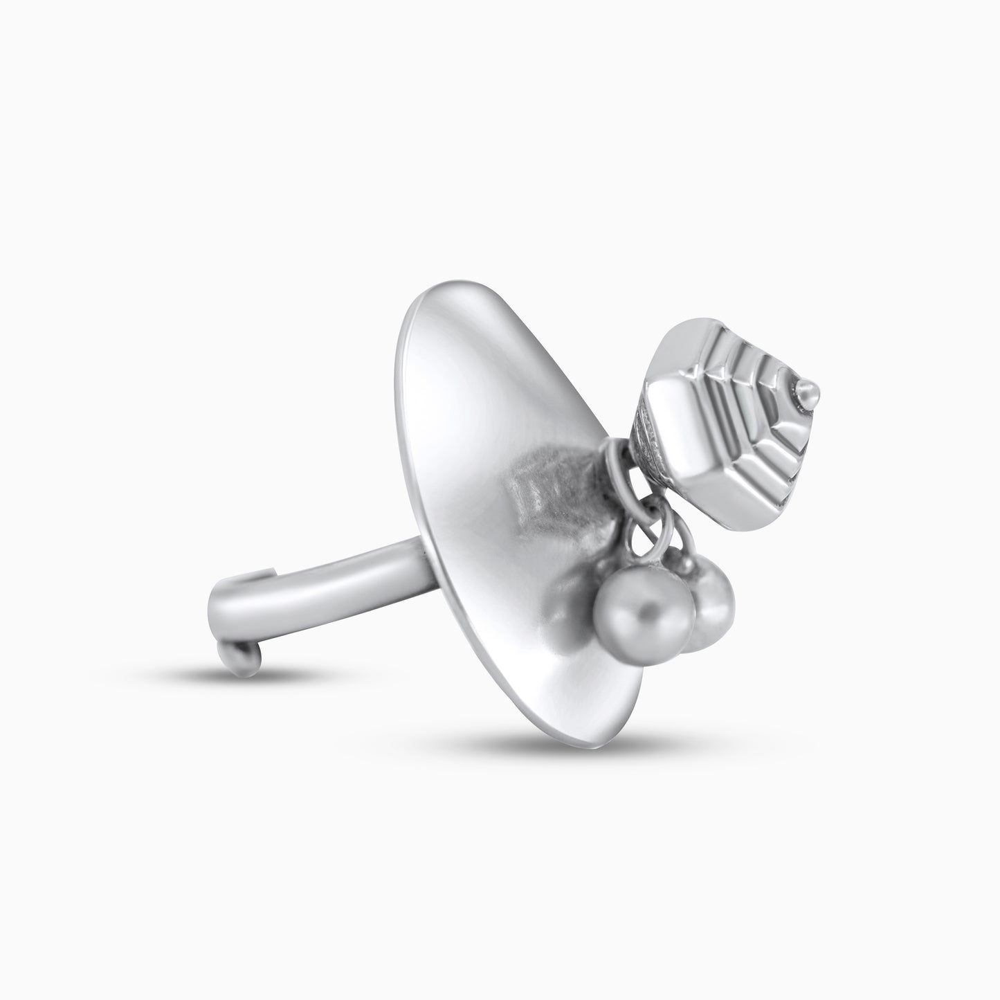 Silver Disk Cone Ring