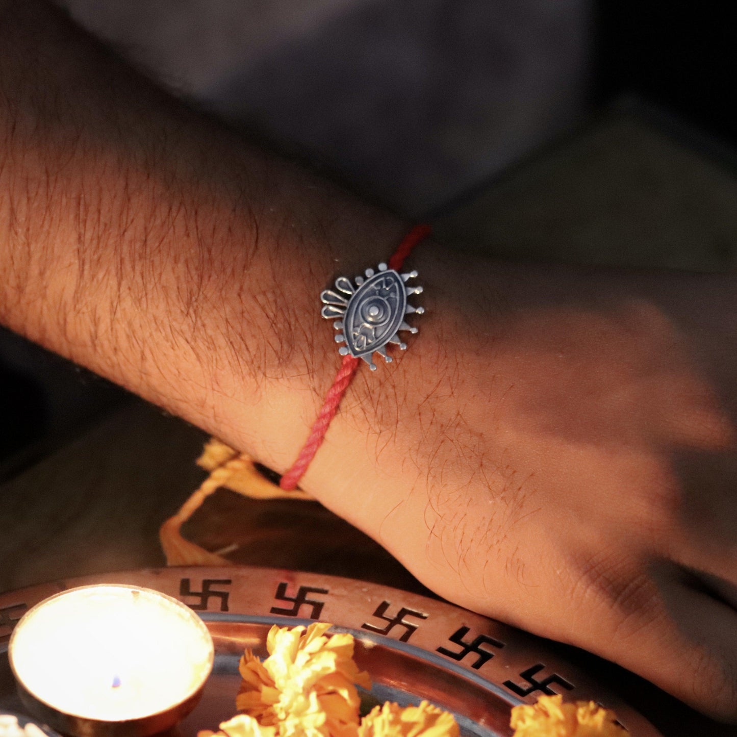 Handcrafted Silver Evil Eye Rakhi - Smith Jewels