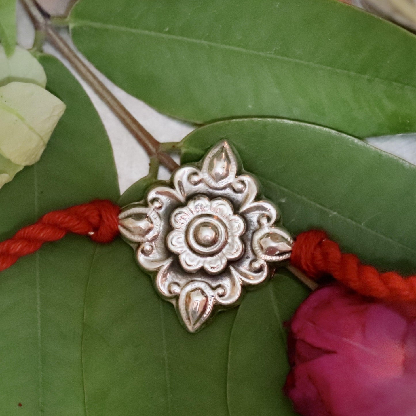 Handcrafted Square Silver Mandala Rakhi - Smith Jewels