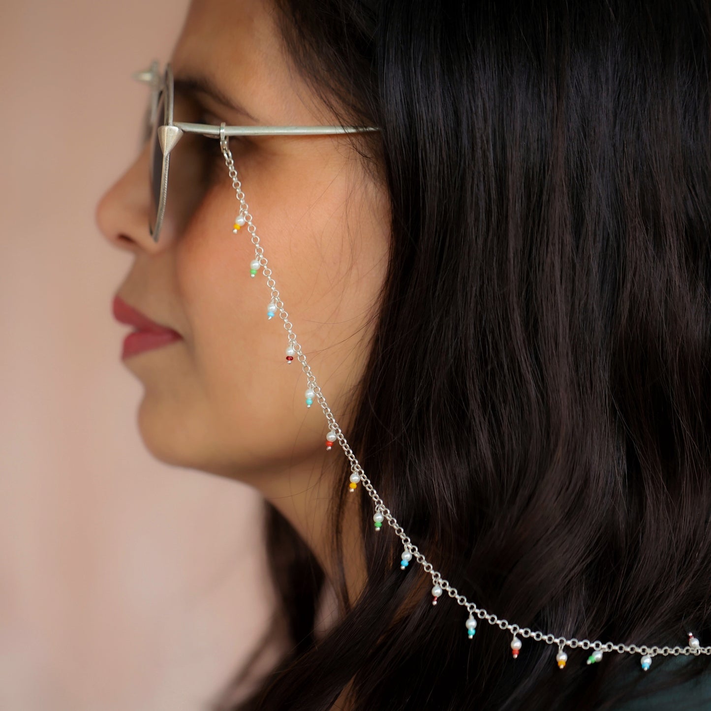 Rainbow Pearl droplet Spectacle | Mask chain - Smith Jewels