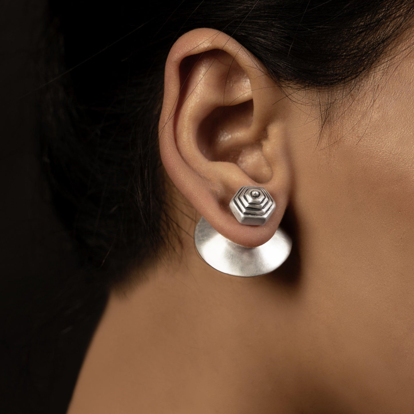 Silver Disk Cone Earrings - Smith Jewels