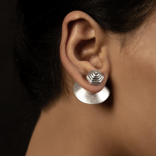 Silver Disk Cone Earrings - Smith Jewels