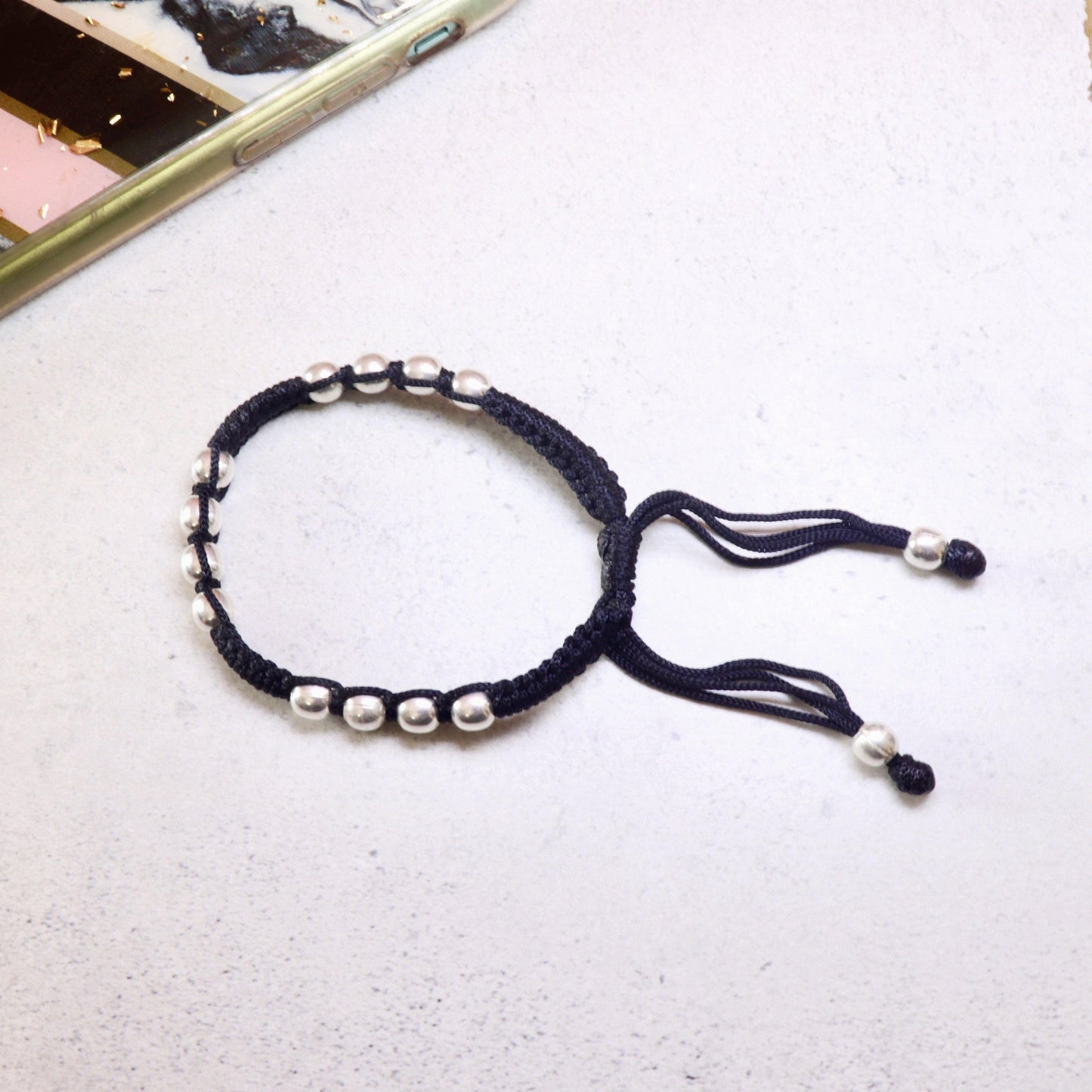 Unisex silver ball Thread Bracelet - Smith Jewels
