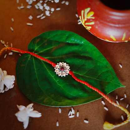 Red Blossom Rakhi & Lumba Set