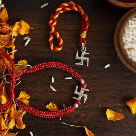 swastik rakhi Bracelet or lumba set