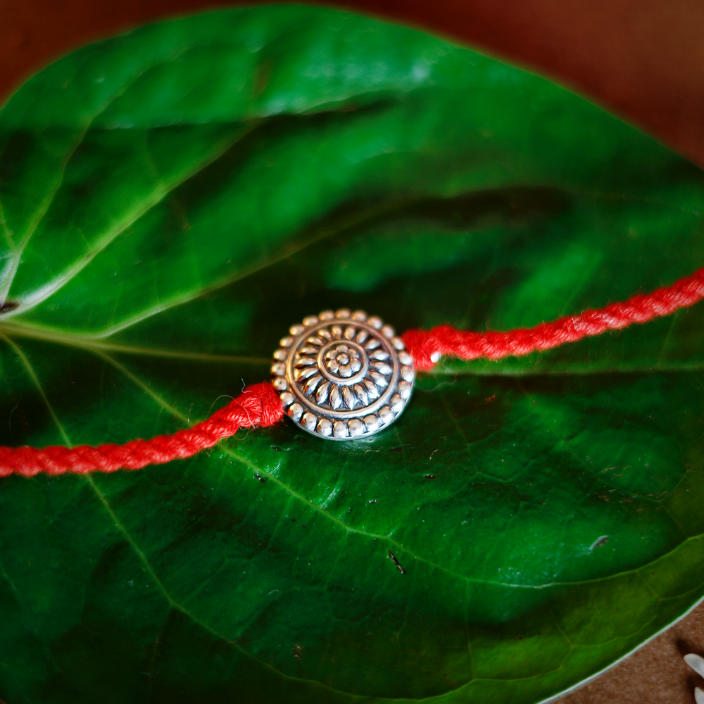 Floral Silver Mandala Rakhi