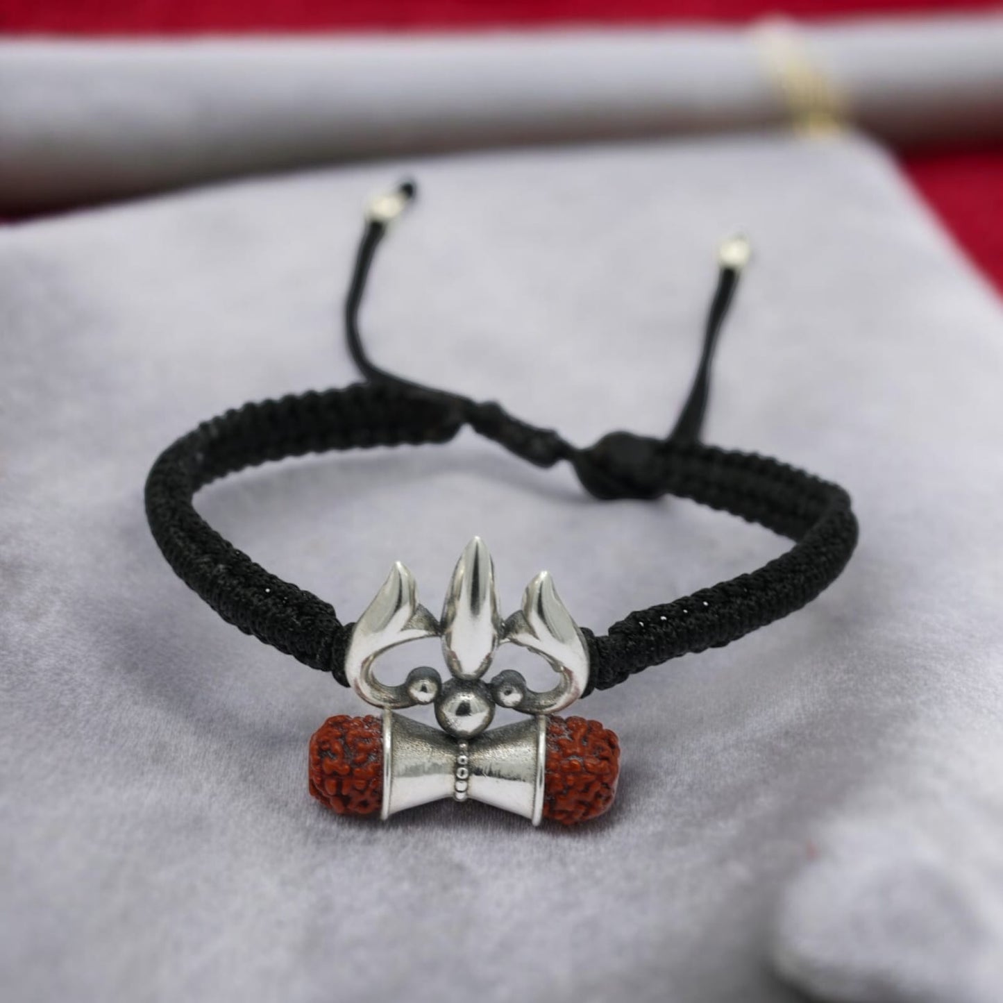 Trishul Damru Nazarbattu Bracelet( Black/Red)