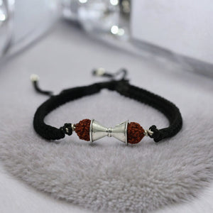 Rudraksh Damru Nazarbattu Bracelet( Black/Red)