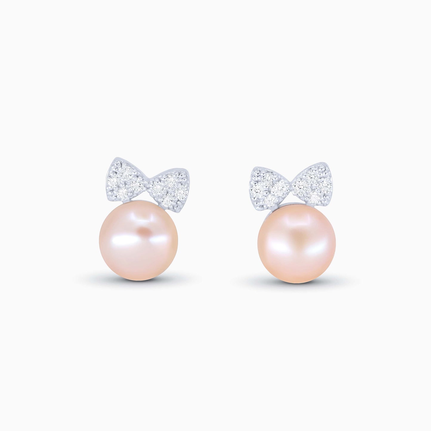 Peach Pearl Bow Earrings