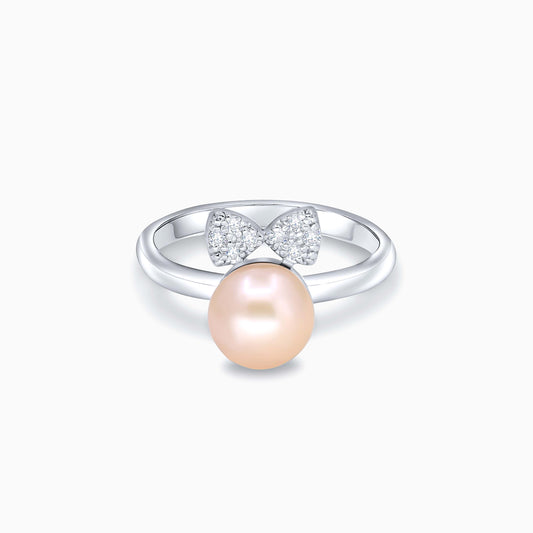 Peach Pearl Bow Ring