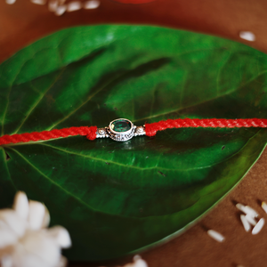 Leo Silver Rakhi (July 23 - August 22)-Peridot