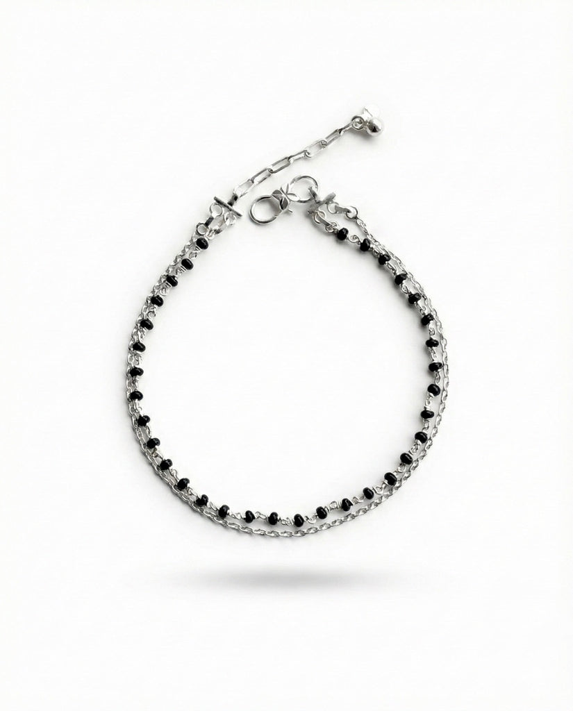 Urban Shield Black Beads Nazarbattu Anklet - Smith JewelsAnklets