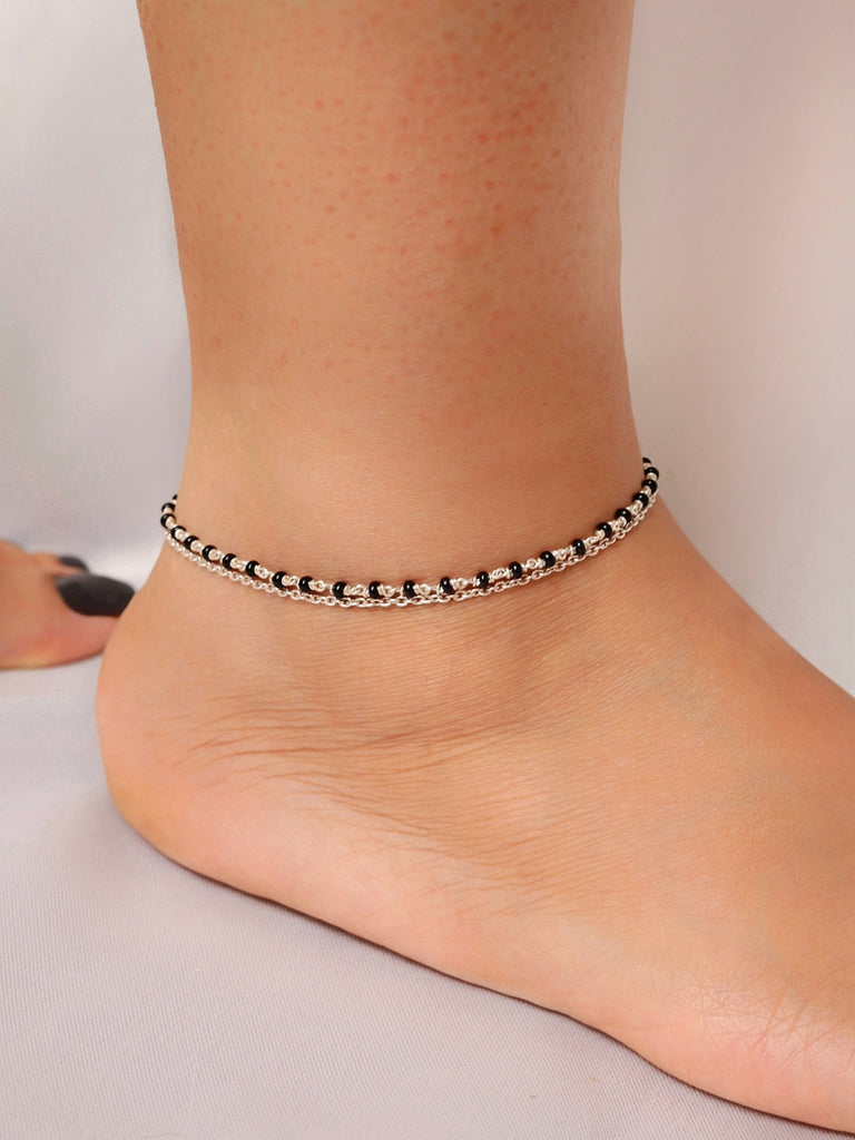 Urban Shield Black Beads Nazarbattu Anklet - Smith JewelsAnklets