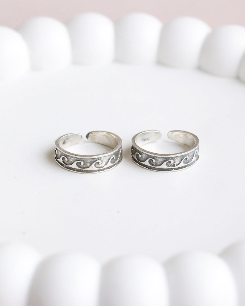 Wave Motif Toe Ring (Pair) - Smith JewelsToering