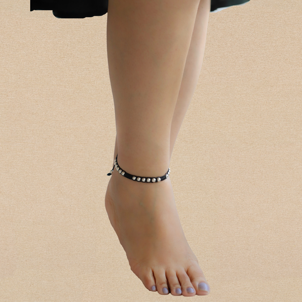 Silver Ball Nazarbattu anklet