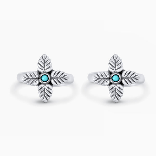 Turquoise Floral Toe-Rings (Pair)