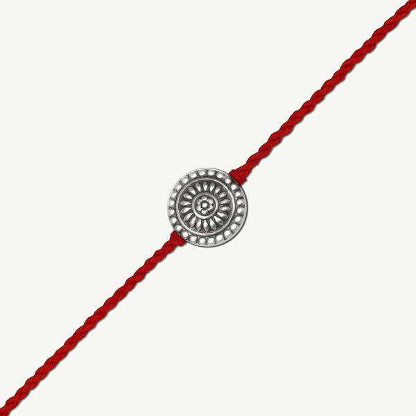 Handcrafted Floral Silver Mandala Rakhi - Smith Jewels