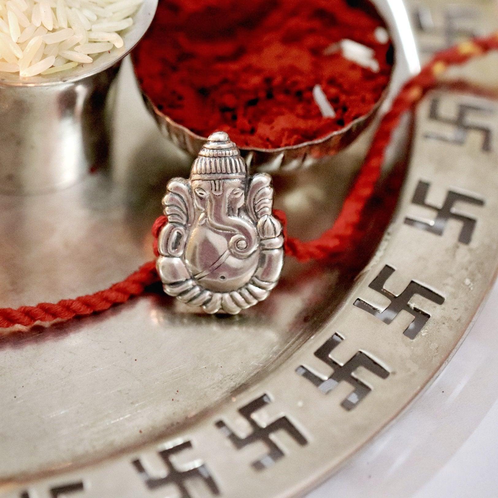Handcrafted Silver Ganesha Rakhi cum Brooch + Pendant - Smith Jewels