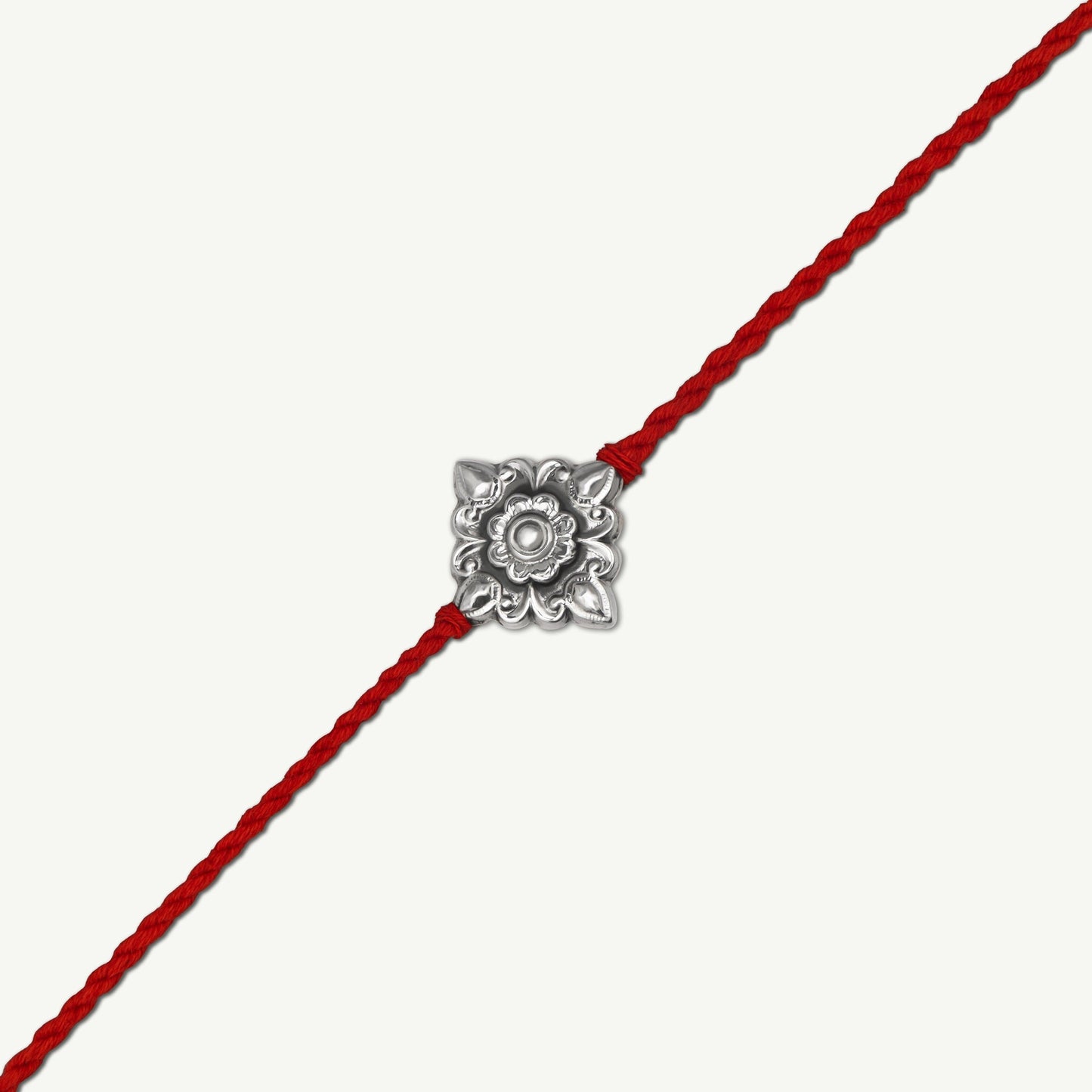 Handcrafted Square Silver Mandala Rakhi - Smith Jewels