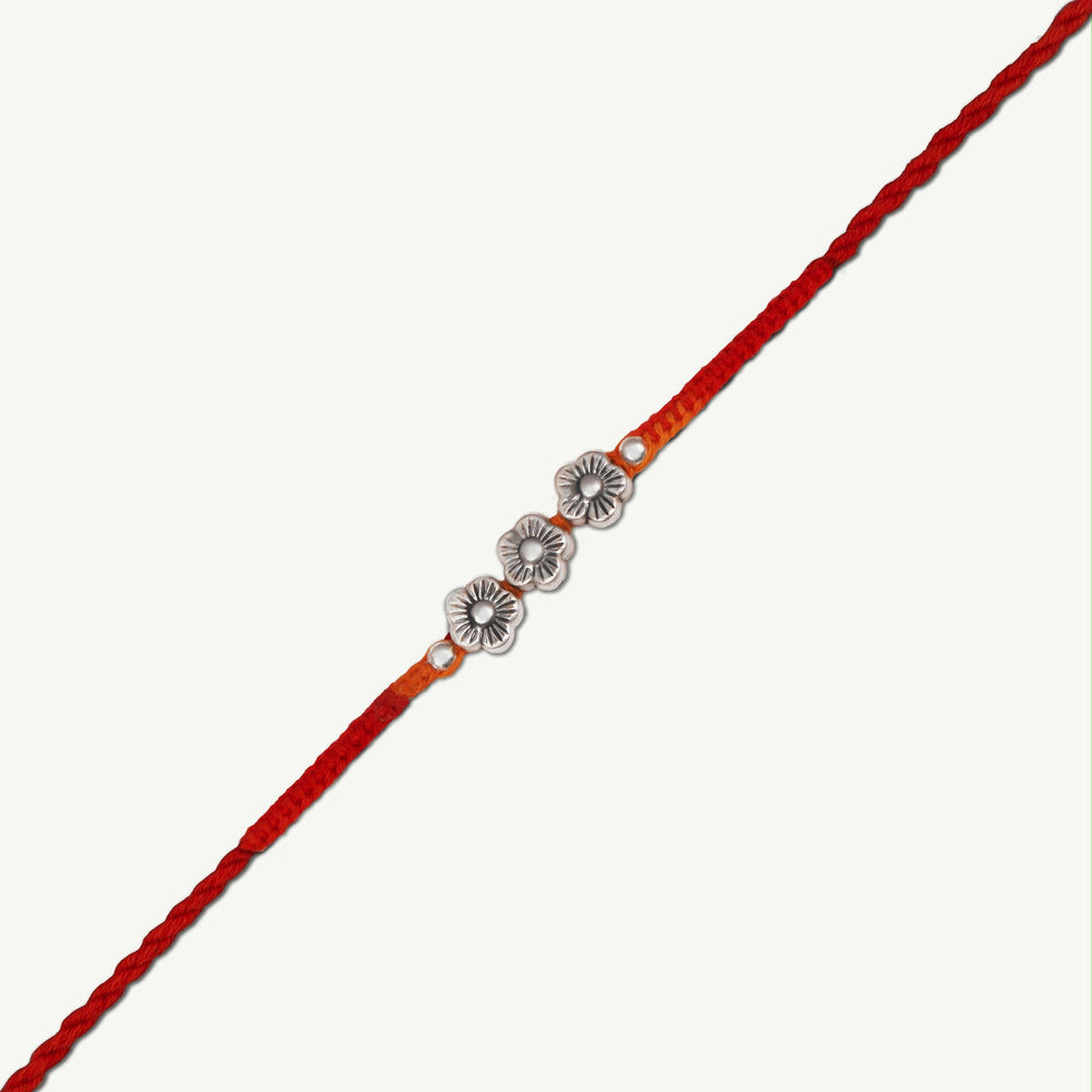 Three Silver Daisies Rakhi