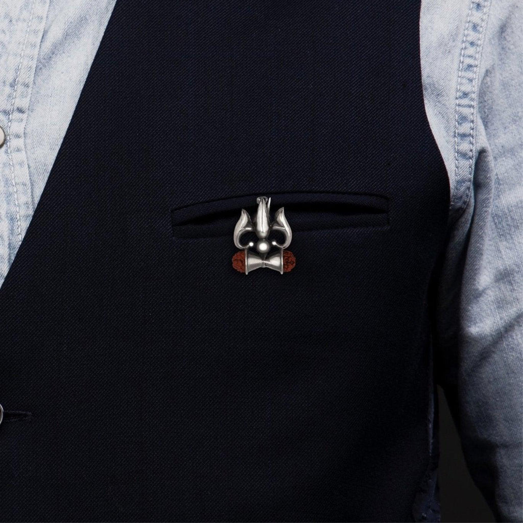 Handcrafted Trishul Damru Rakhi cum Brooch - Smith Jewels