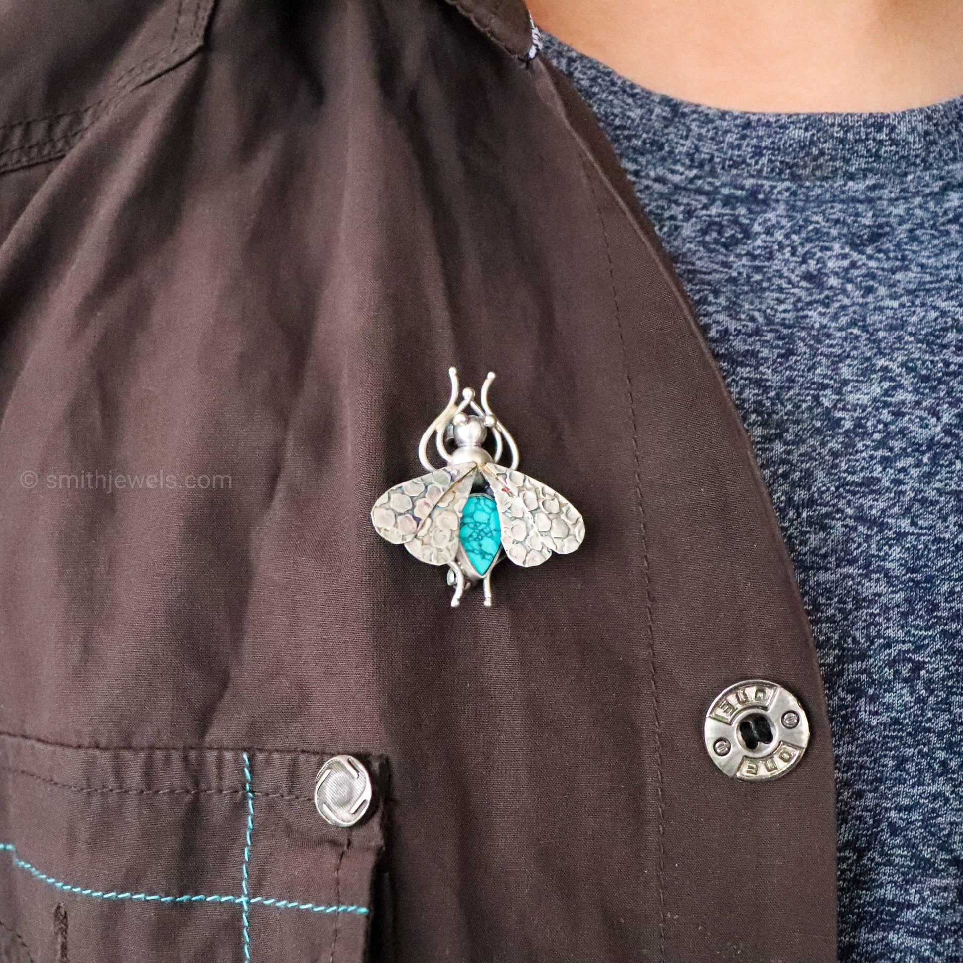 Housefly Brooch (Turquoise) - Smith Jewels
