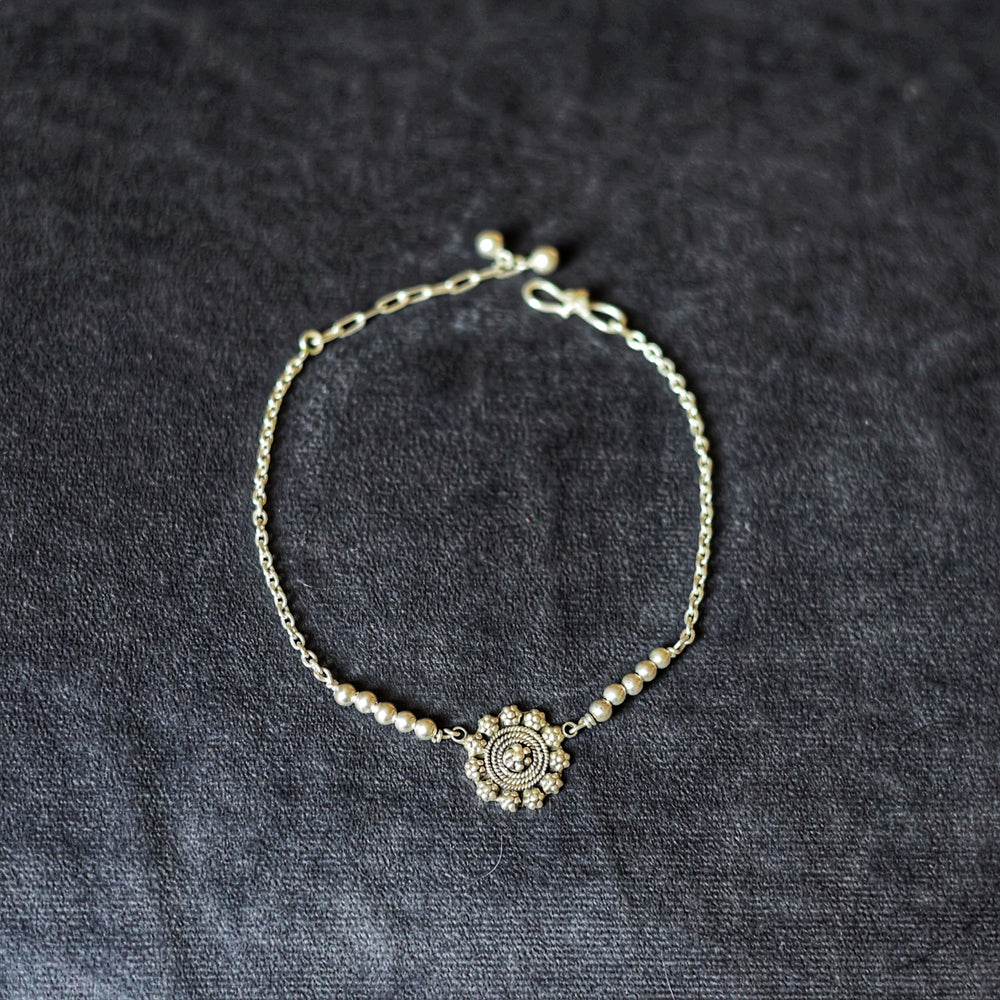 Silver Blossom Anklet