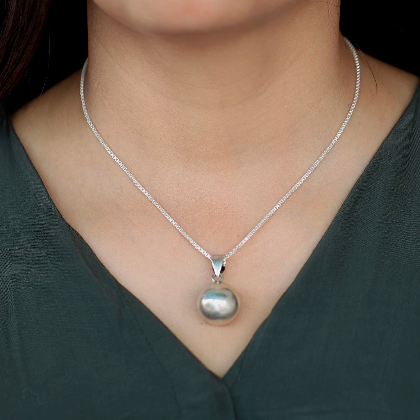 Silver Ball  Pendant ( without chain)