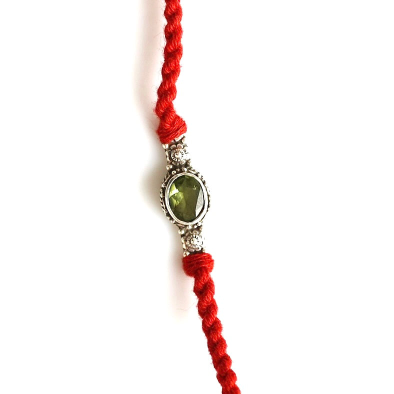 Leo Silver Rakhi (July 23 - August 22)-Peridot