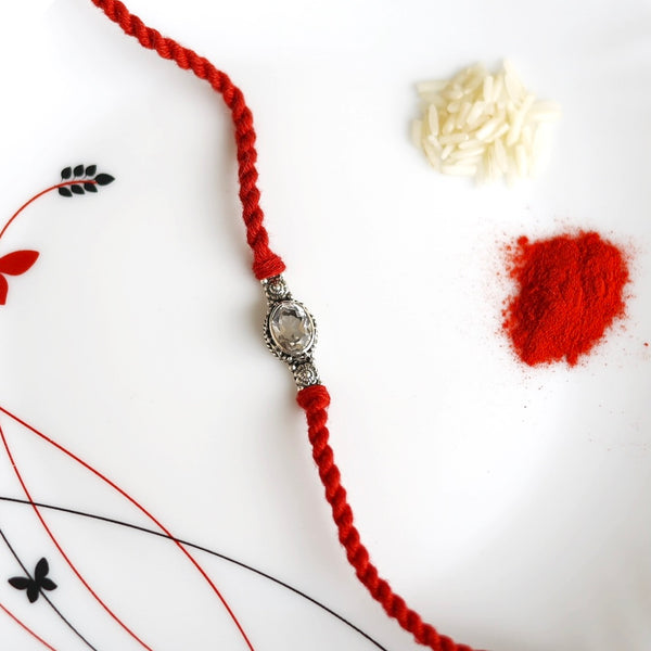 Aries Silver Rakhi (March 21 - April 19)- Crystal Quartz