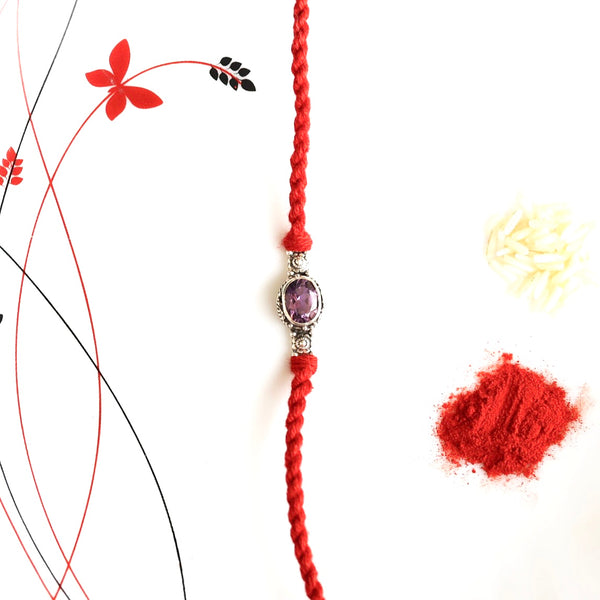 Aquarius Silver Rakhi (January 20 - February 18) Amethyst