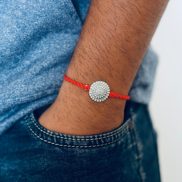 Floral Silver Mandala Rakhi