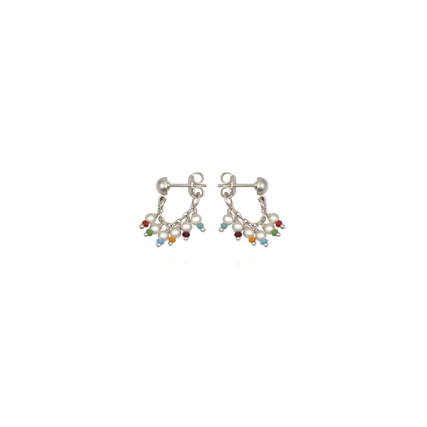 Rainbow Pearl Droplets Earrings
