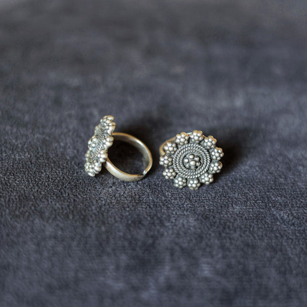 Silver Blossom Toe-Rings (Pair)