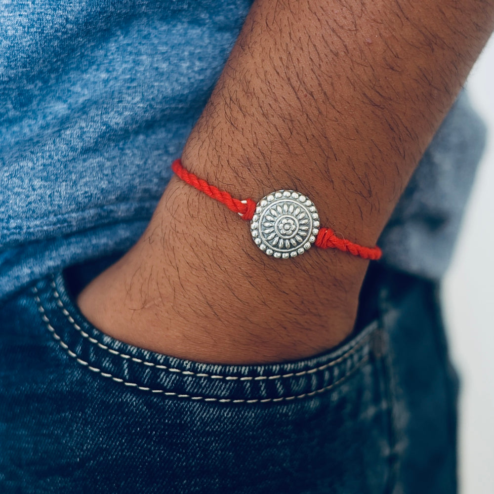Floral Silver Mandala Rakhi