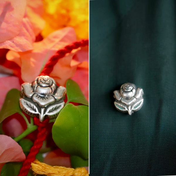 Silver Rose Rakhi cum Brooch