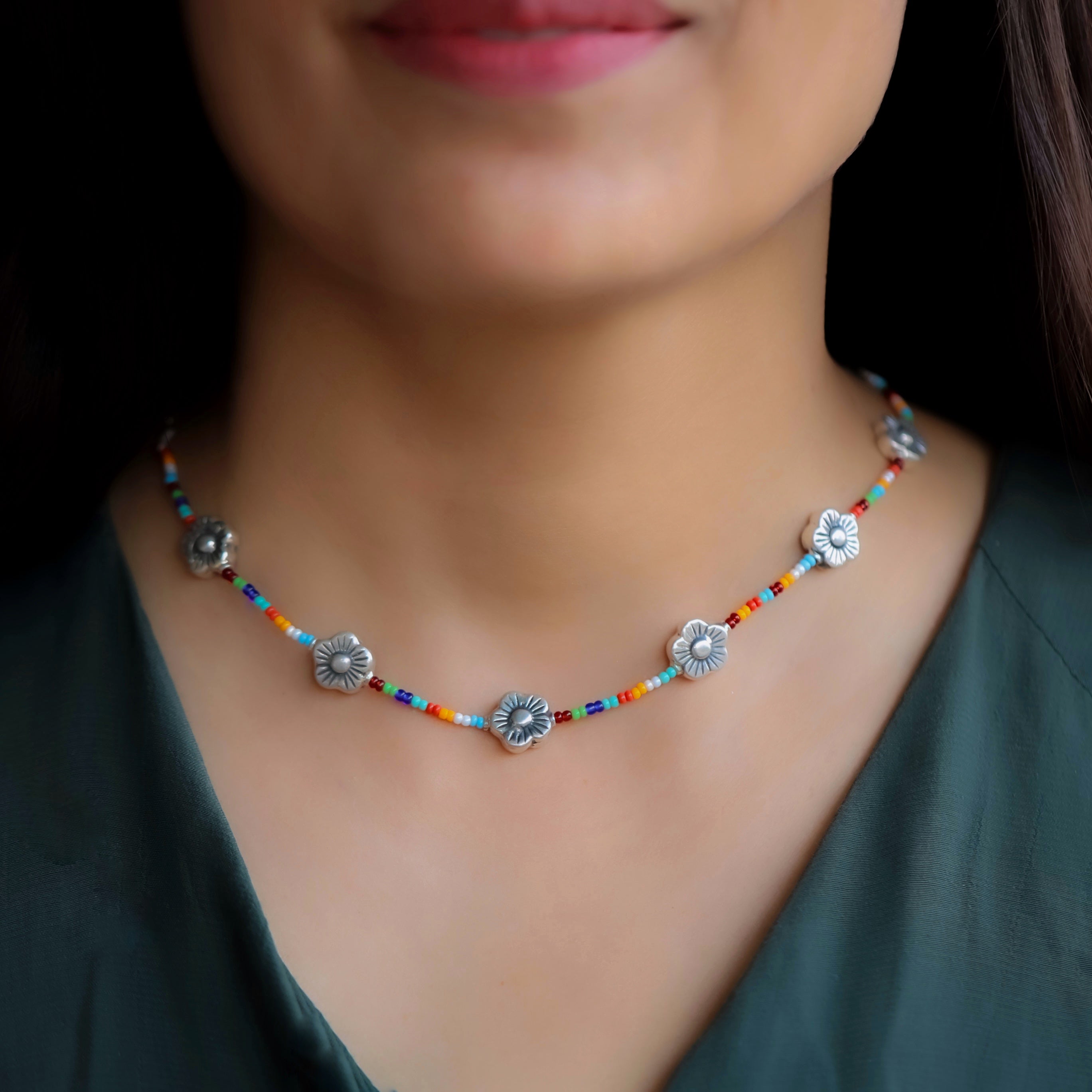 Handmade Daisy Chain Beaded Necklace,flower Beads, Seed Bead Necklace  Each$13.49 | eBay