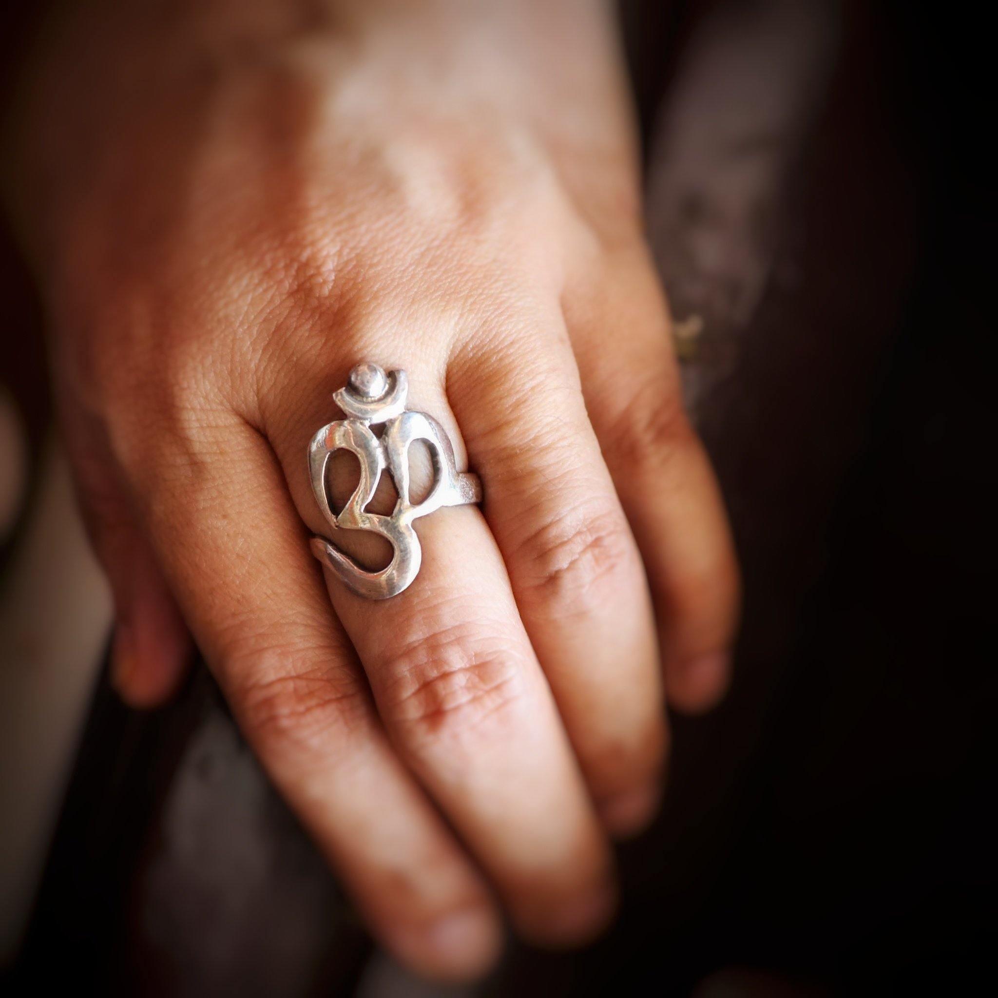 OM (AUM) Sterling Silver Ring | Exotic India Art