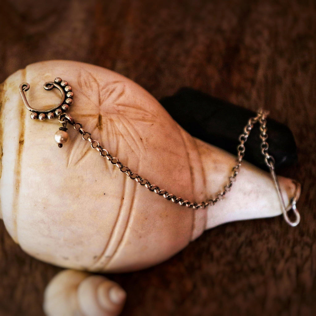 Pearl Chain Nath (wire or Clip - on) - Smith JewelsNose Accessories