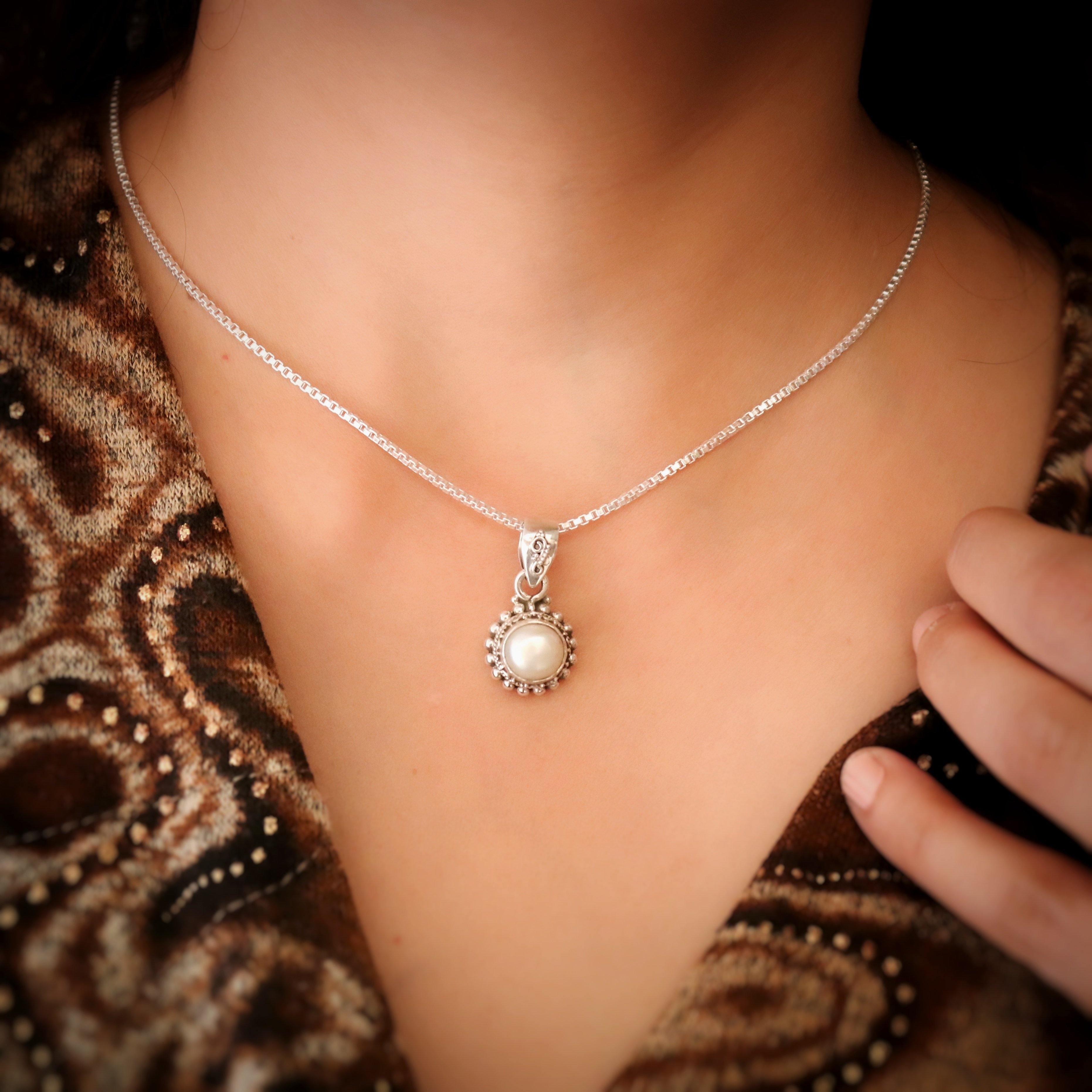 Ornate Jewels 925 Silver Sun Design Real Freshwater Cultured Pearl Pendant  Necklace with Chain Pearl Rhodium Plated Sterling Silver Necklace Price in  India - Buy Ornate Jewels 925 Silver Sun Design Real