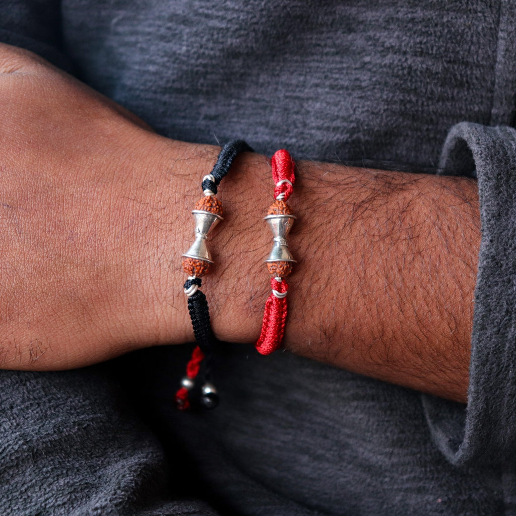 Rudraksh Damru Nazarbattu Bracelet( Black/Red) - Smith JewelsWrist Wear
