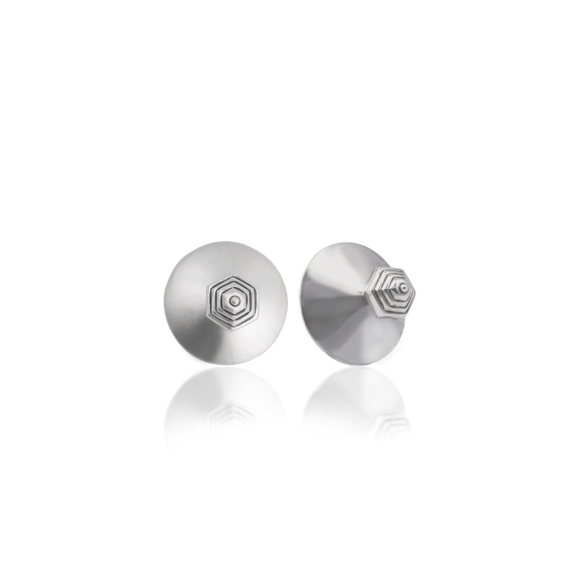 Silver Disk Cone Earrings - Smith Jewels